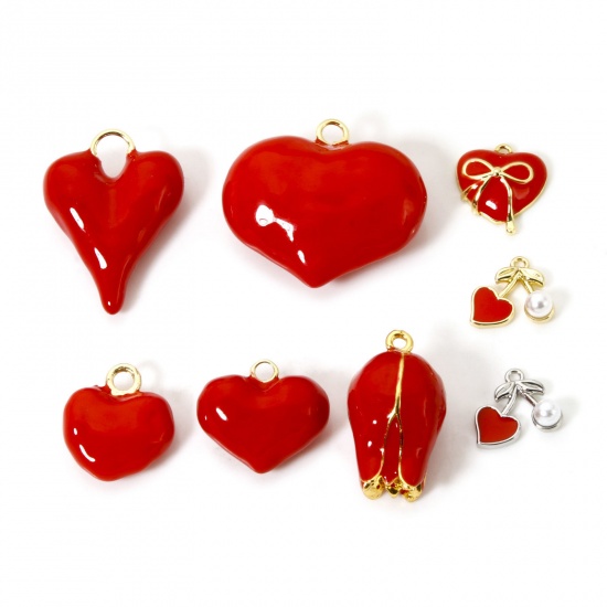 Picture of 1 Piece Brass 3D Charms Multicolor Red