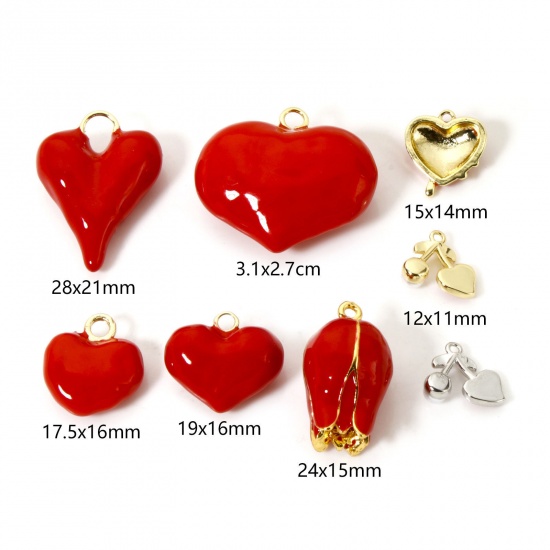 Picture of 1 Piece Brass 3D Charms Multicolor Red