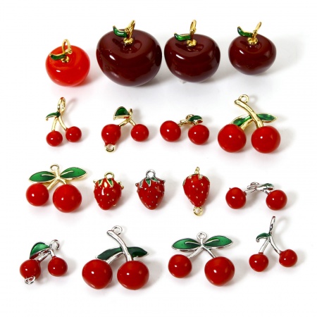 1 Piece Brass 3D Charms Multicolor Fruit Enamel