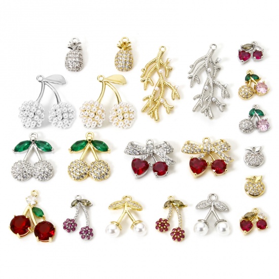 Изображение 1 Piece Brass Charms Fruit Cubic Zirconia