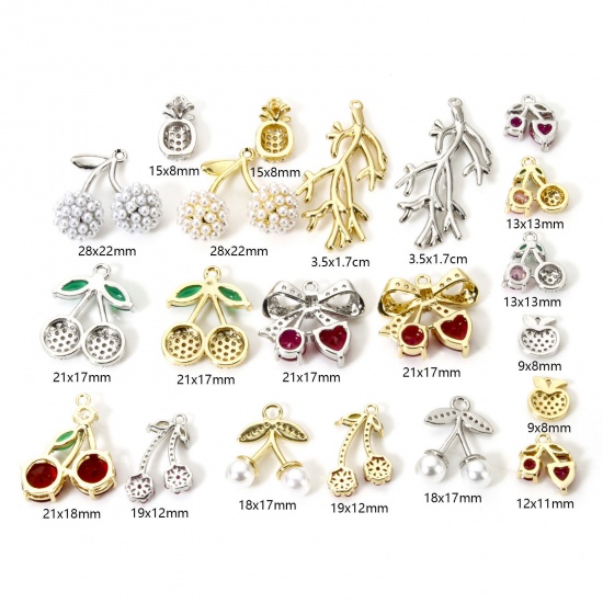 Изображение 1 Piece Brass Charms Fruit Cubic Zirconia