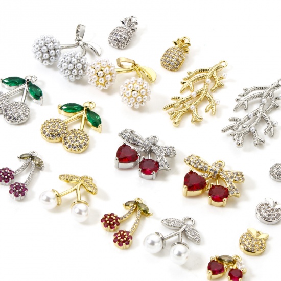 Изображение 1 Piece Brass Charms Fruit Cubic Zirconia