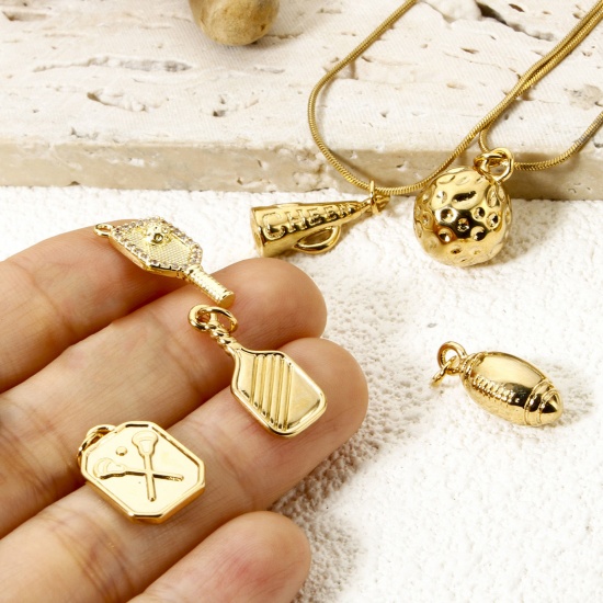 Picture of 1 Piece Eco-friendly PVD Vacuum Plating 304 Stainless Steel Sport Charms 18K Real Gold Plated 3D