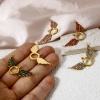 Immagine di 1 Pz Placcatura Sottovuoto Ecologica 304 Acciaio Inossidabile Pendenti Charms Connettori Ali Placcato Oro 18K Micro Spianare Multicolore Strass 3.6cm x 1.8cm
