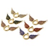 Immagine di 1 Pz Placcatura Sottovuoto Ecologica 304 Acciaio Inossidabile Pendenti Charms Connettori Ali Placcato Oro 18K Micro Spianare Multicolore Strass 3.6cm x 1.8cm