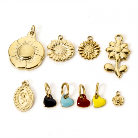 Eco-friendly PVD Vacuum Plating 304 Stainless Steel Charms 18K Real Gold Plated