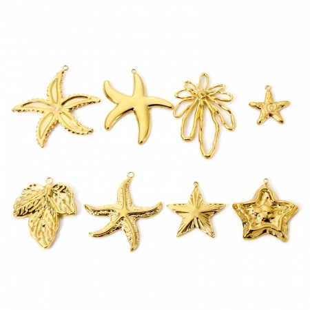 Eco-friendly PVD Vacuum Plating 304 Stainless Steel Charms 18K Real Gold Plated Star Fish