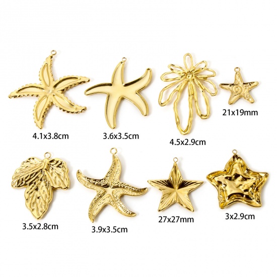 Bild von Umweltfreundliche PVD-Vakuumbeschichtung 304 Edelstahl Charms Seesterne 18K Echtgold plattiert