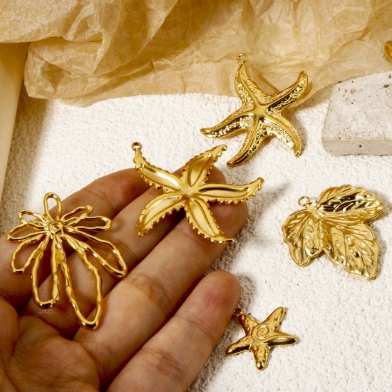Bild von Umweltfreundliche PVD-Vakuumbeschichtung 304 Edelstahl Charms Seesterne 18K Echtgold plattiert