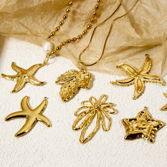 Bild von Umweltfreundliche PVD-Vakuumbeschichtung 304 Edelstahl Charms Seesterne 18K Echtgold plattiert