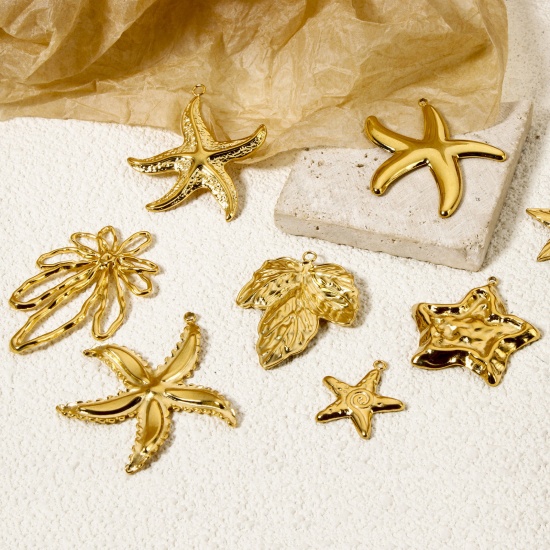 Bild von Umweltfreundliche PVD-Vakuumbeschichtung 304 Edelstahl Charms Seesterne 18K Echtgold plattiert
