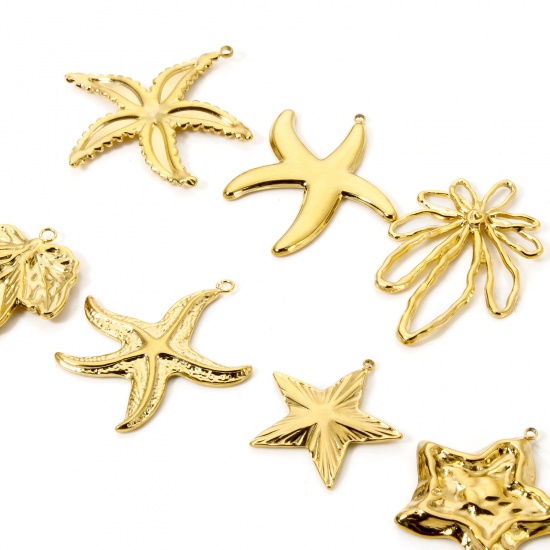 Bild von Umweltfreundliche PVD-Vakuumbeschichtung 304 Edelstahl Charms Seesterne 18K Echtgold plattiert