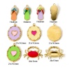 Picture of Eco-friendly PVD Vacuum Plating 304 Stainless Steel Charms 14K Real Gold Plated Multicolor Enamel Flip Flops Slipper Crab