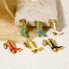 Immagine di 1 Pz Placcatura Sottovuoto PVD Ecologica 304 Acciaio Inossidabile Cowboy dell'Ovest Ciondoli Stivale 14K Vero Oro Placcato ( Può tenere Smalto 23mm x 15mm