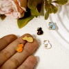 Picture of Vacuum Plating Pet Silhouette Charms 18K Gold Plated Enamel Cat Animal 15mm x 8mm