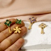 Picture of Vacuum Plating 304 Stainless Steel Charms 18K Gold Plated Rhinestone 14mm