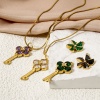 Picture of Vacuum Plating 304 Stainless Steel Charms 18K Gold Plated Rhinestone 14mm