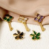 Picture of Vacuum Plating 304 Stainless Steel Charms 18K Gold Plated Rhinestone 14mm