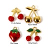 Immagine di 1 Pz Placcatura Sottovuoto 304 Acciaio Inossidabile Collezione Flora Ciondoli Placcato Oro 18K Rosso ( Può tenere Smalto