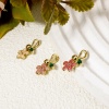 Picture of Eco-friendly Brass Flora Collection Charms 18K Real Gold Plated Multicolor Flower Enamel Green Rhinestone 19mm x 11mm
