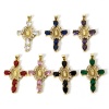 Picture of Eco-friendly Brass Religious Pendants 18K Real Gold Plated Cross Virgin Mary Clear Cubic Zirconia 4cm x 2.3cm