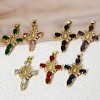 Picture of Eco-friendly Brass Religious Pendants 18K Real Gold Plated Cross Virgin Mary Clear Cubic Zirconia 4cm x 2.3cm