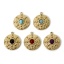 Immagine di 1 Pz Placcatura Sottovuoto PVD Ecologica 304 Acciaio Inossidabile Ciondoli Tondo Disco 14K Vero Oro Placcato Con Cabochon di Gemma Sintetica 18mm x 15.5mm
