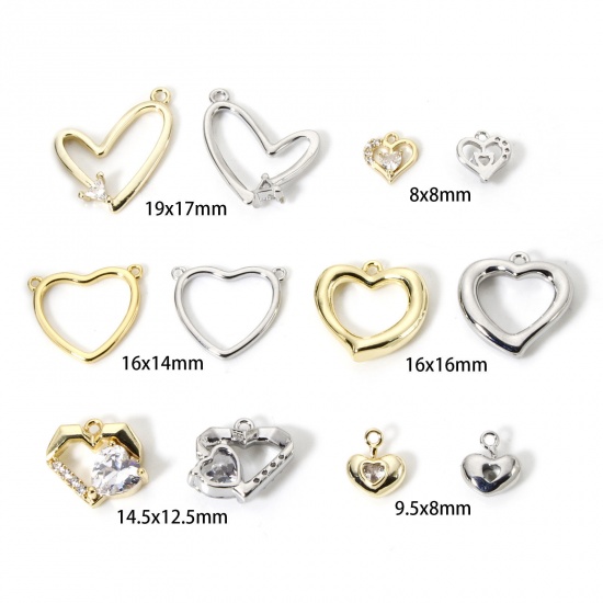 Image de 2 Pcs Breloques La Saint Valentin en Laiton Multicolore Cœur
