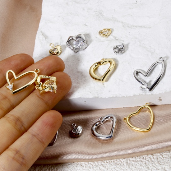 Image de 2 Pcs Breloques La Saint Valentin en Laiton Multicolore Cœur
