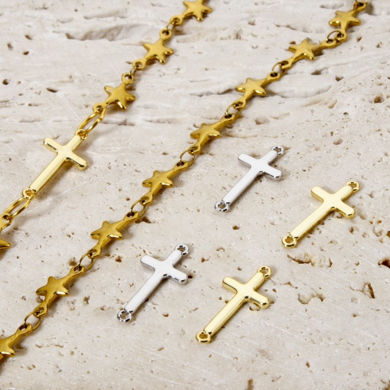 Picture of Brass Religious Connectors Charms Pendants Multicolor Cross 19mm x 9mm