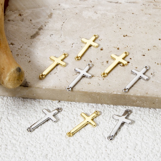 Picture of Brass Religious Connectors Charms Pendants Multicolor Cross 19mm x 9mm