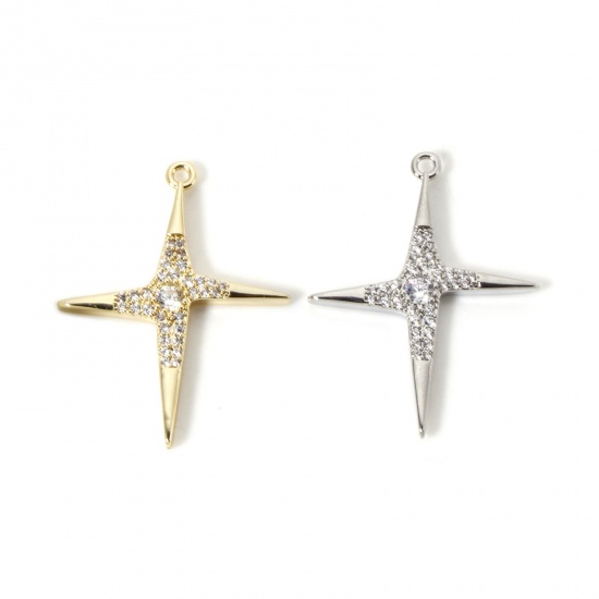 Imagen de 1 Unidad Latón Galaxia Colgantes Multicolor Estrella Micro Pave Claro Circón Artificial 29mm x 23mm