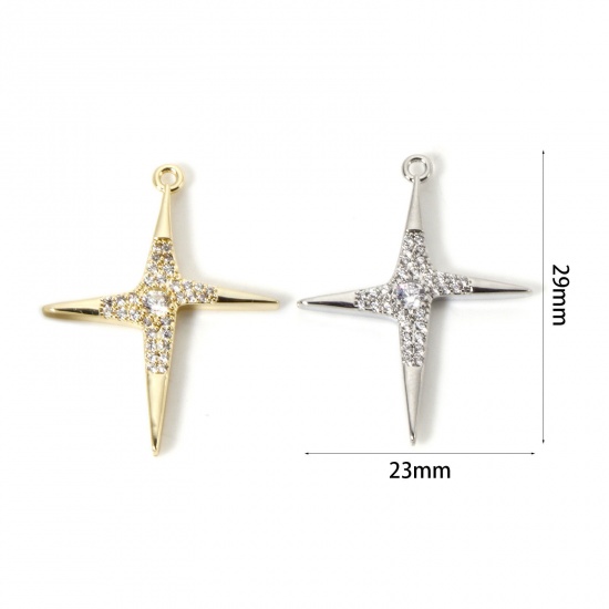 Imagen de 1 Unidad Latón Galaxia Colgantes Multicolor Estrella Micro Pave Claro Circón Artificial 29mm x 23mm