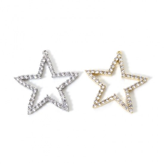 Immagine di 1 Pz Ottone Galassia Ciondoli Multicolore Stella a Cinque Punte Micro Spianare Trasparente Cubic Zirconiae