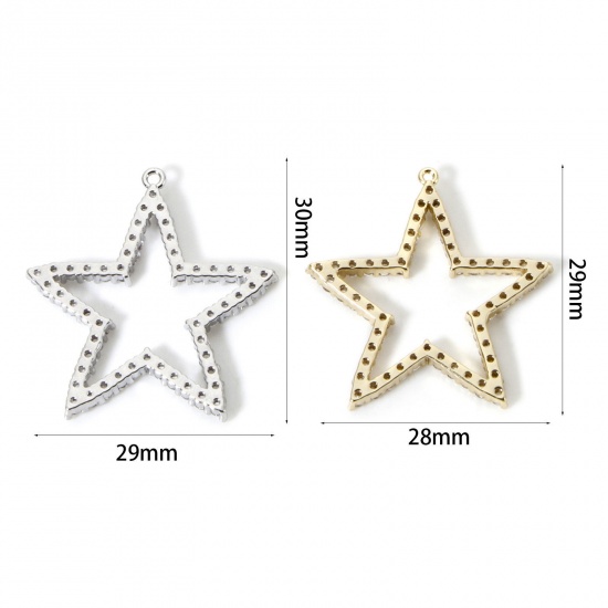 Immagine di 1 Pz Ottone Galassia Ciondoli Multicolore Stella a Cinque Punte Micro Spianare Trasparente Cubic Zirconiae