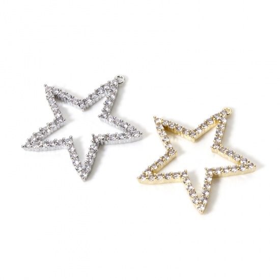 Immagine di 1 Pz Ottone Galassia Ciondoli Multicolore Stella a Cinque Punte Micro Spianare Trasparente Cubic Zirconiae