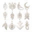 Image de 5 Pcs Pendentifs en 304 Acier Inoxydable Respectueux de la Nature Feuille Argent Mat Plumes Creux