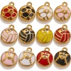 Picture of Eco-friendly PVD Vacuum Plating 304 Stainless Steel Charms 18K Gold Plated Volleyball Enamel 17mm x 14mm