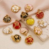 Picture of Eco-friendly PVD Vacuum Plating 304 Stainless Steel Charms 18K Gold Plated Volleyball Enamel 17mm x 14mm