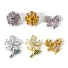 Image de 1 Pièce Breloques en Laiton Fleur Nœuds Papillons à Zircone Cubique Multicolore