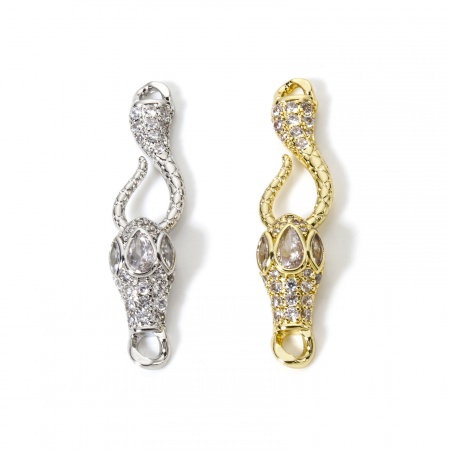 Messing Hakenverschluss Bunt Micro Pave Klar Zirkonia 3.7cm x 0.9cm