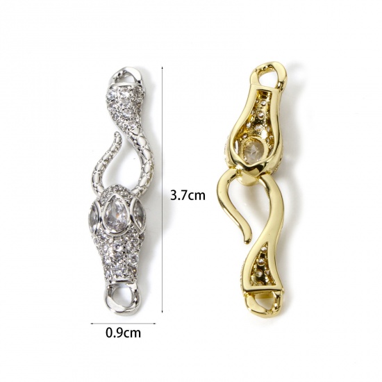 Image de 1 Kit Fermoirs à Crochet en Laiton Multicolore Micro Pave Zircone Cubique Clair 3.7cm x 0.9cm