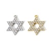 Image de 1 Pièce Breloques Religieux en Laiton Multicolore Etoile de David Micro Pave à Zircone Cubique Clair 23mm x 18mm
