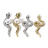 Picture of Brass Connectors Charms Pendants Multicolor Snake Animal Micro Pave Clear Cubic Zirconia
