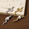 Picture of Brass Connectors Charms Pendants Multicolor Snake Animal Micro Pave Clear Cubic Zirconia