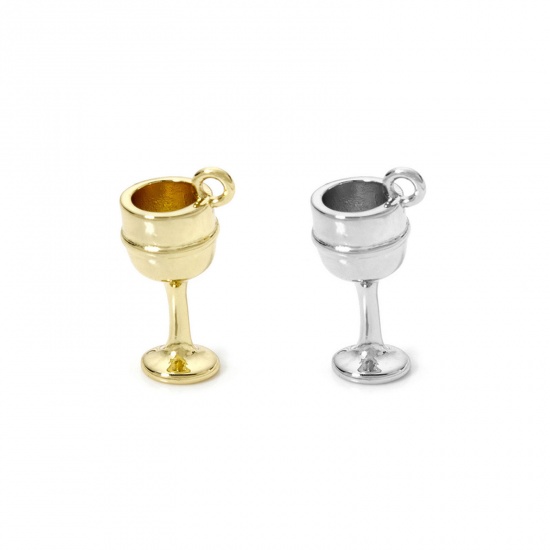 Imagen de 2 Unidades Latón 3D Colgantes Copa de Vino 18mm x 9mm