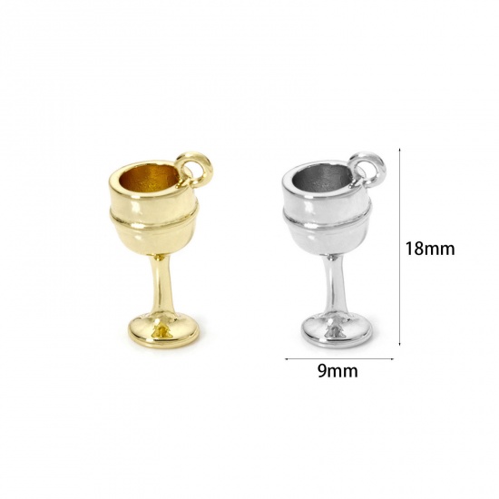 Imagen de 2 Unidades Latón 3D Colgantes Copa de Vino 18mm x 9mm