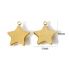 Immagine di 2 Pz Placcatura Sottovuoto PVD Ecologica 304 Acciaio Inossidabile Galassia Ciondoli Stella a Cinque Punte 18K Vero Oro Placcato 19mm x 17mm