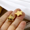 Immagine di 2 Pz Placcatura Sottovuoto PVD Ecologica 304 Acciaio Inossidabile Galassia Ciondoli Stella a Cinque Punte 18K Vero Oro Placcato 19mm x 17mm