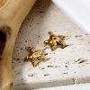Immagine di 2 Pz Placcatura Sottovuoto PVD Ecologica 304 Acciaio Inossidabile Galassia Ciondoli Stella a Cinque Punte 18K Vero Oro Placcato 19mm x 17mm